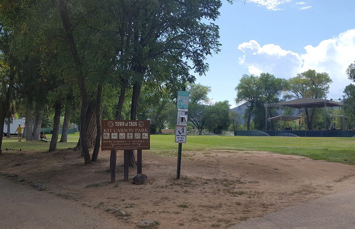 Kit Carson Park in Taos, with trees.